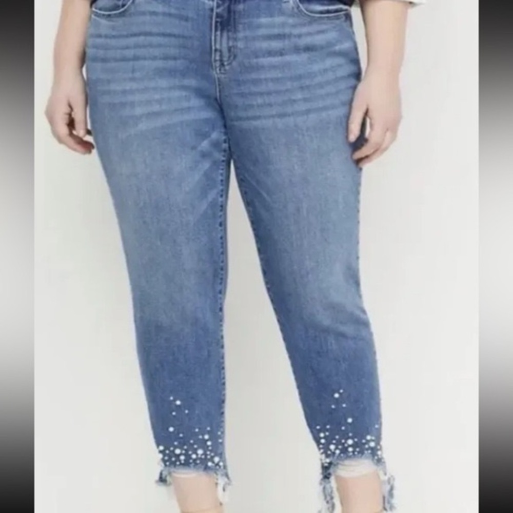 Lane Bryant cropped jeans, pearl detail.  Size 22